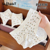 舒适中腰碎花短裤 六只兔子内裤 女亲肤透气不闷汗女生三角裤 头