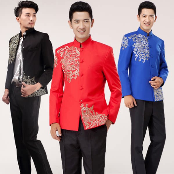 男士中山装中式新郎结婚礼服影楼主持人青年男装秀禾服唐装演出服