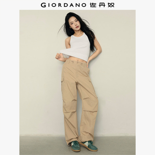 佐丹奴裤子女装【韩国同款】裤子女工装风口袋打褶可束脚休闲长裤