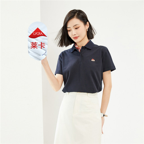 佐丹奴Polo女装小刺绣针织弹力珠地布短袖POLO 05314398