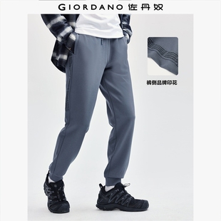 01114096 品牌印花松紧腰双面布针织束脚卫裤 佐丹奴裤 子男装