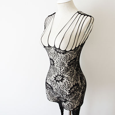 cross 外贸原单性感诱惑百搭蕾丝网眼拼接修身美体开裆连身裤网袜