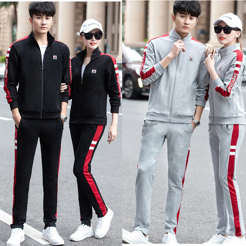 运动套装男女韩版开衫情侣运动服休闲长袖卫衣春秋季时尚跑步套装