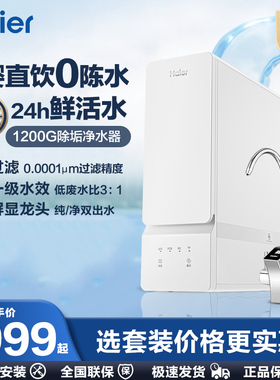 海尔净水器家用直饮厨房自来水过滤器Pro1200G反渗透净水机大流量