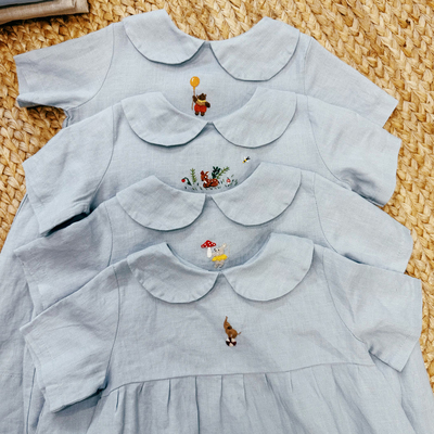 爱丽丝夏装彼得潘翻领短袖连衣裙