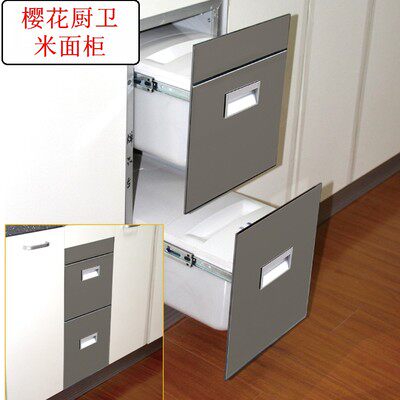 厨房嵌入式玻璃镜面双层缓冲抽屉米箱面箱橱柜内置储谷物米柜米u.