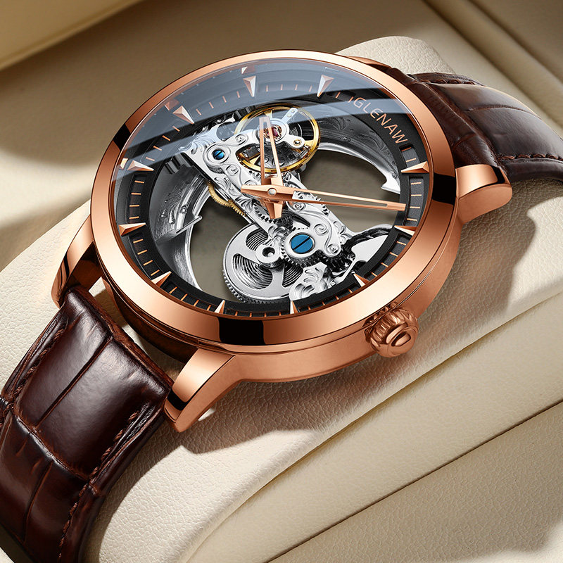 glenaw格伦官方正品手表男士款镂空陀飞轮全自动机械表个性潮腕表