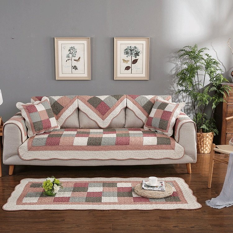 简约现代拼块防滑沙发垫田园纯棉垫布艺垫绗缝垫飘窗垫沙发巾盖,居家布艺,沙发垫,淘宝优惠券,粉丝福利购,淘宝优惠卷