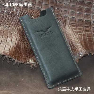 适用于METAVERTU手机套头层牛皮web3防摔5g全包ivertu保护套纬图Vertu手机壳威图手机壳黑色轻薄简约商务男女