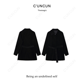 气质复古灯芯绒中长外套风衣 2025秋新品 村村CUNCUN