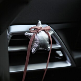 原创手工高级miu风银色星星蝴蝶结车载香薰汽车出风口装 饰新车礼