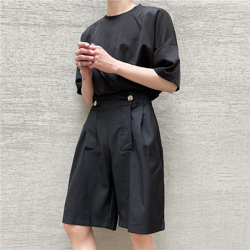 22年夏季新款潮流时尚个性设计双金属扣开片门襟西服短裤F78-P70图片