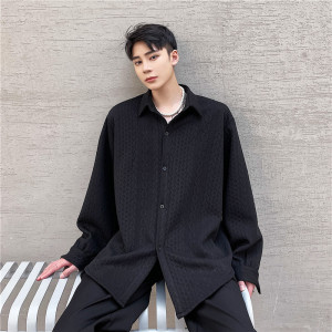 21年春夏新款潮流时髦高定版立体压花宽松休闲文艺衬衣S128-P75图片