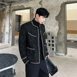 23年秋冬新款潮流时髦个性花边装饰小香风造型无领夹克935-P165，男装夹克，星座1304（原C205）