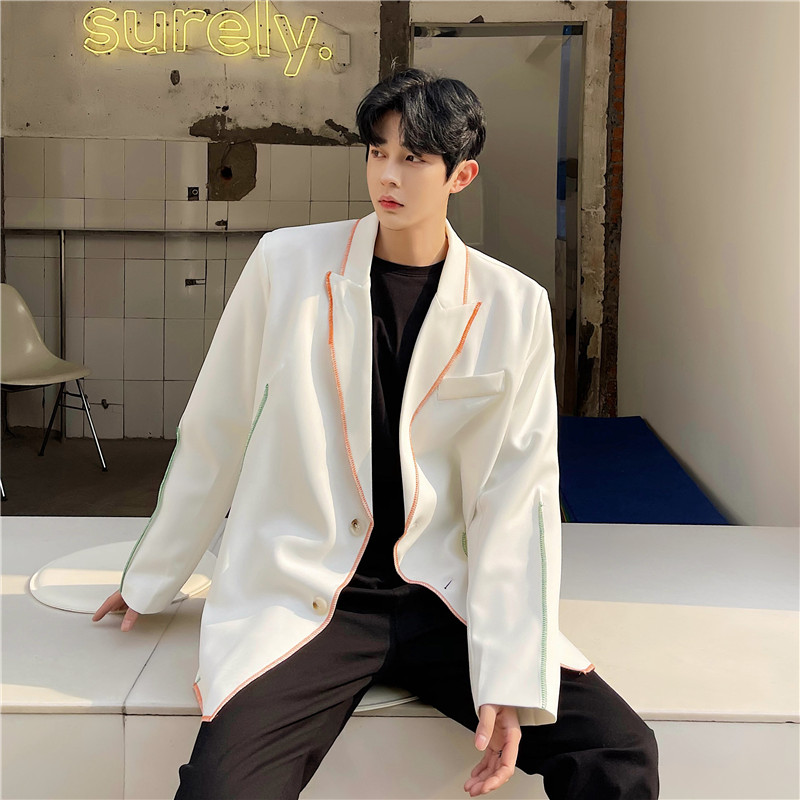 24年春新款潮流个性设计多彩拷边装饰廓形宽松休闲西装TF56-P130，男装西服，星座1304（原C205）