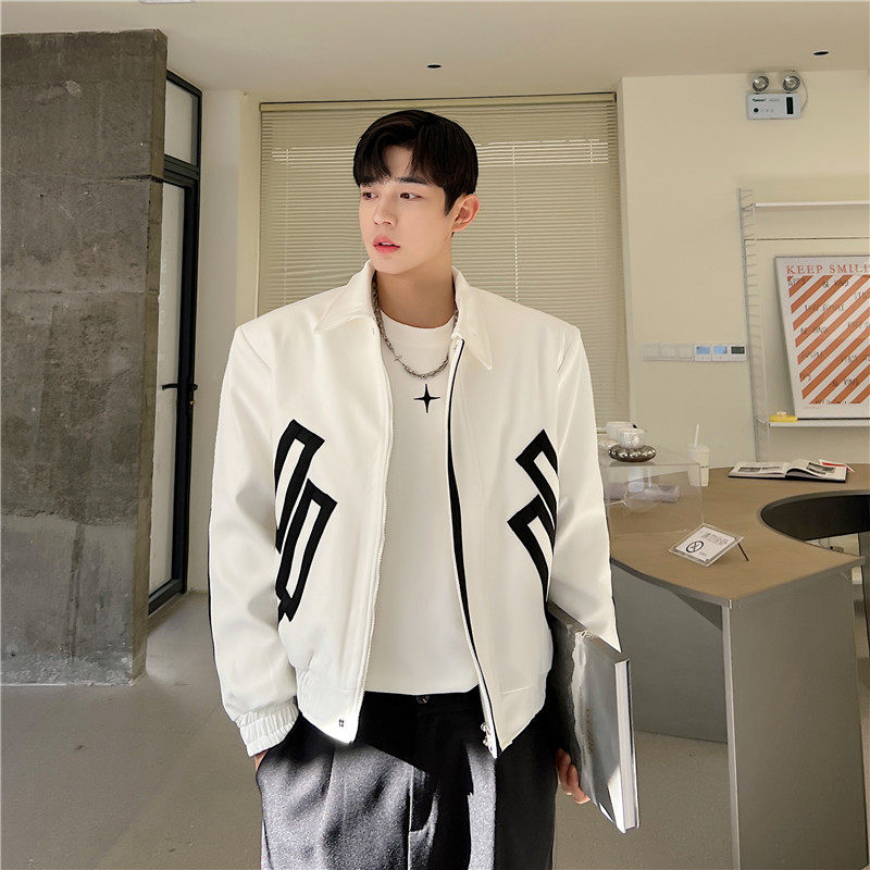 23年春季新款潮流时髦黑白撞色小众设计感宽松休闲外套T108-P140,男装夹克,星座1304（原C205）