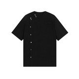 23夏季新款潮流时髦个性小众设计金属装饰短袖带垫肩衬衣S231-P90，男装T恤，星座1304（原C205）