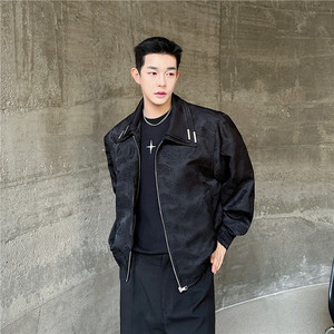 24春新款潮流时髦风提花面料双领小众设计造型夹克T219-P145图片
