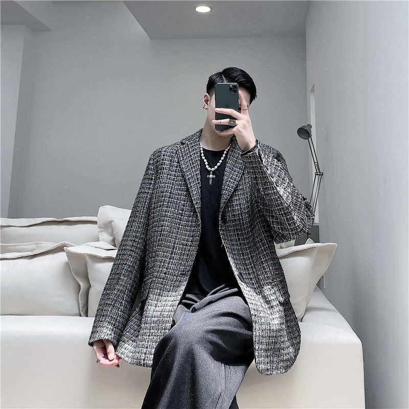 20年秋季新款个性设计经编亮丝小香风宽松休闲加厚西服TF36-P125,男装西服,星座1304（原C205）
