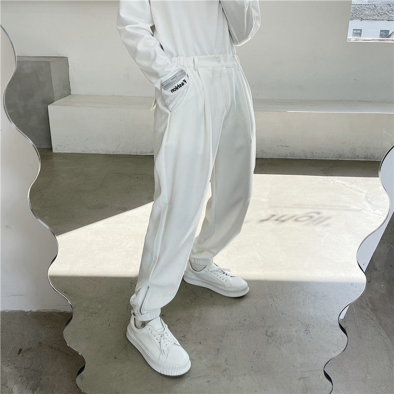 21年春新款韩版休闲个性设计脚口拉链可开百搭休闲九分裤F68-P75,男装西裤,星座1304（原C205）