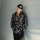24年夏季新款潮流时髦个性提花刺绣薄纱休闲衬衣防晒衣S275-P75，男装衬衫，星座1304（原C205）