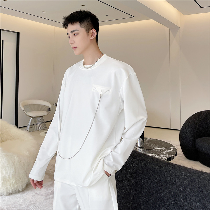 22春季潮流时髦个性三角口袋设计可拆卸链条配饰长袖卫衣H26-P75,男装卫衣,星座1304（原C205）
