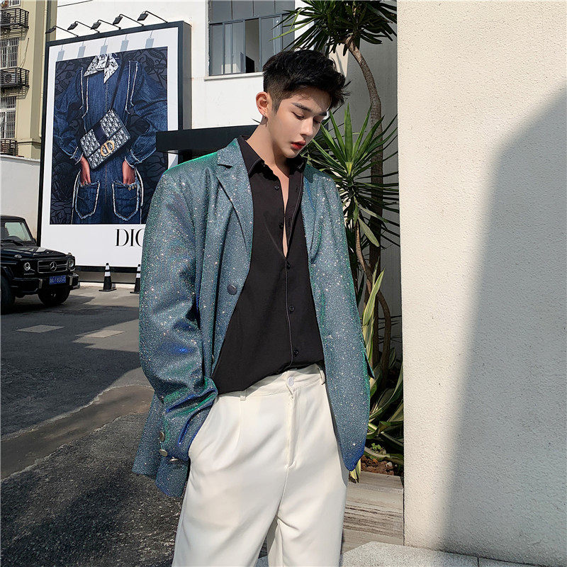 20年春季新款高订面料蓝绿双色偏光雅痞西服TF18-P120，男装西服，星座1304（原C205）