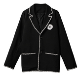 22年秋新款ins超火小香风花边包边学院风徽章黑白西服TF15-P135，男装西服，星座1304（原C205）