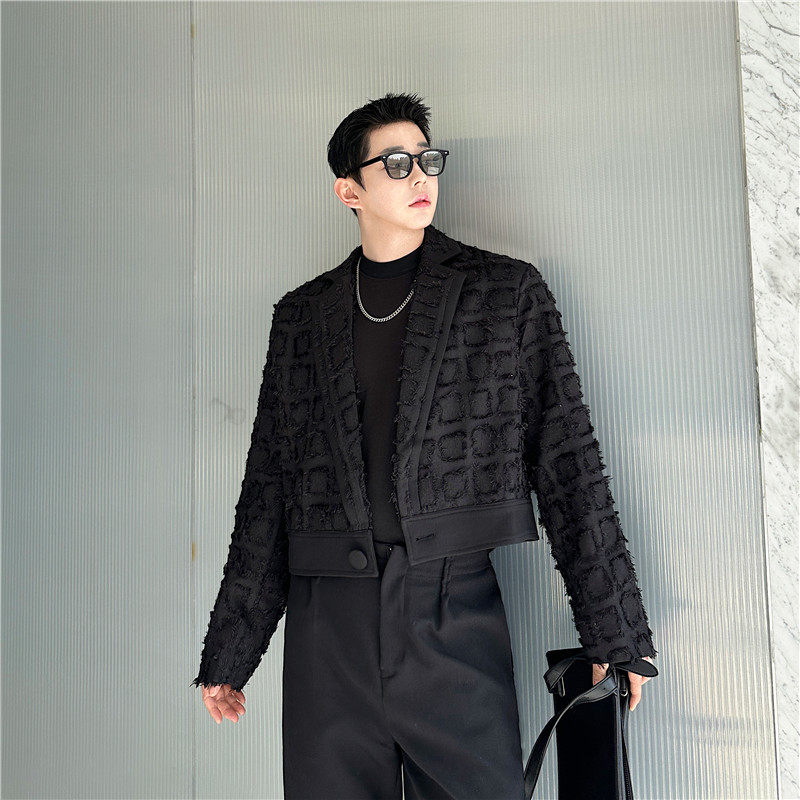 25年春新款潮流新款个性流苏面料小众设计造型短款西服T235-P135，男装西服，星座1304（原C205）