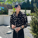 22年夏季新款潮流个性设计晕染图案小众宽松休闲薄款衬衣S177-P75，男装衬衫，星座1304（原C205）