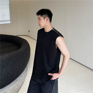 23夏新款潮流时髦小众设计单边双头拉链装饰韩版休闲背心W19-P60图片