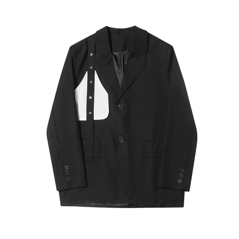 21年秋新款潮流时尚个性设计黑白撞色小众休闲宽松西服TF58-P130,男装西服,星座1304（原C205）