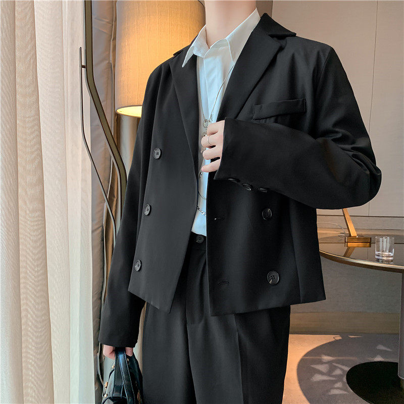 21年春新小众暗黑风韩版修身流行个性双排扣西服套装TF09-P175,男装西服套装,星座1304（原C205）