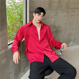 24年秋季新款潮流时髦个性光泽超滑带领带休闲造型衬衣S309-P80，男装衬衫，星座1304（原C205）