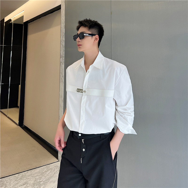 23年秋季新款潮流时髦个性小众设计独特金属宽松休闲衬衣S232-P85,男装衬衫,星座1304（原C205）