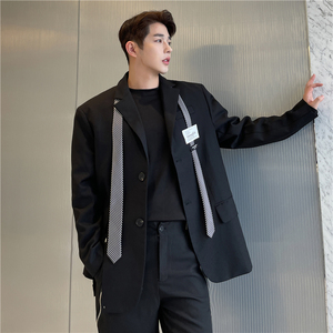 24年春季新款潮流个性设计领带装饰宽松休闲小众西服8802-P125,男装西服,星座1304（原C205）