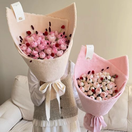 花喜爱 秋冬毛绒绒布料鲜花花包装纸布艺花艺包花布面料diy资材