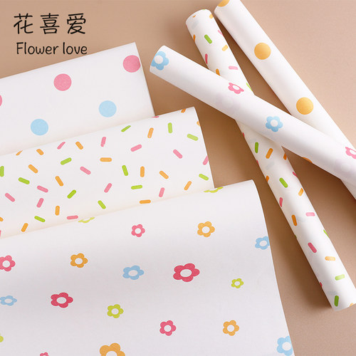 花喜爱波点花朵牛皮纸彩色包花纸