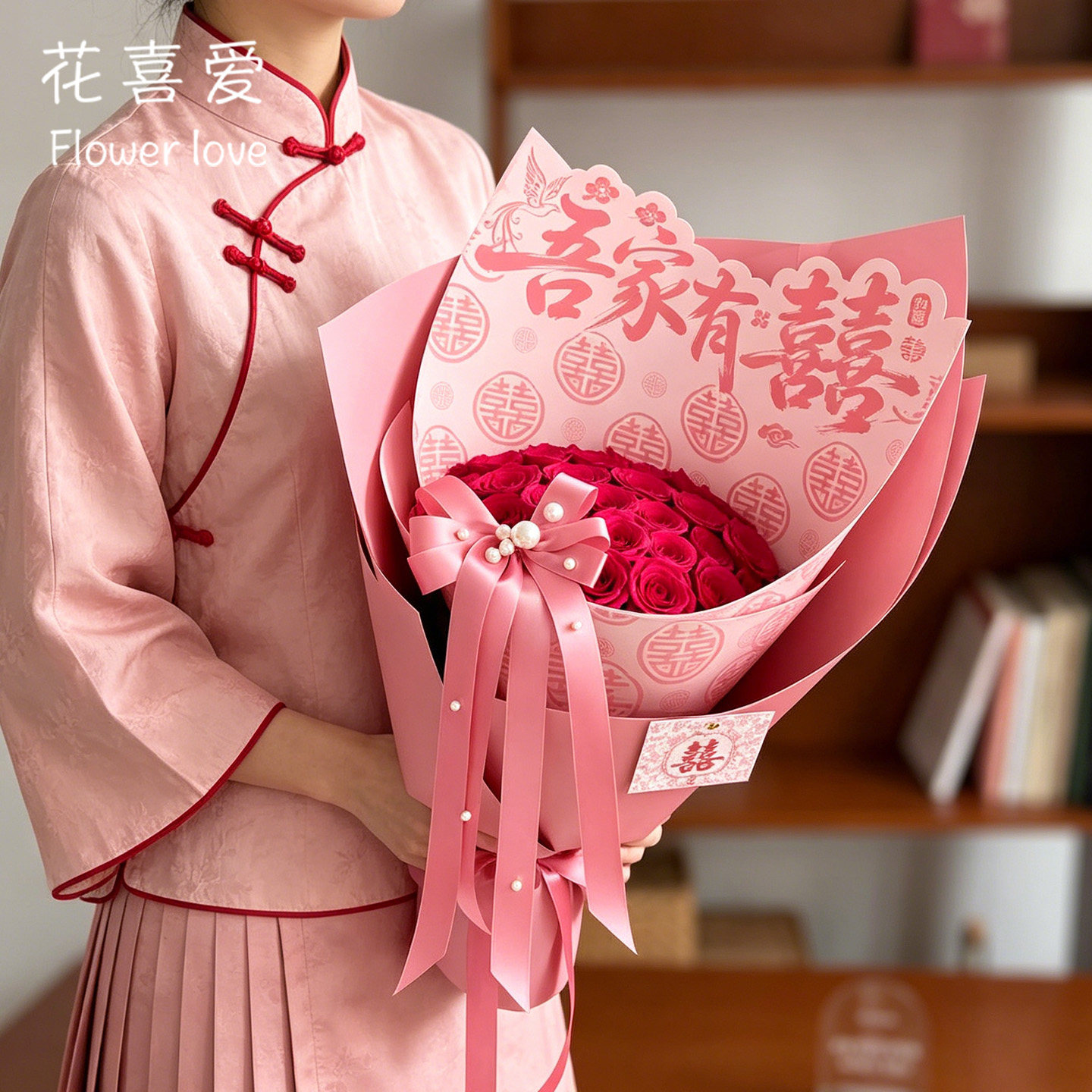 喜结良缘订婚花束包装纸浪漫婚礼
