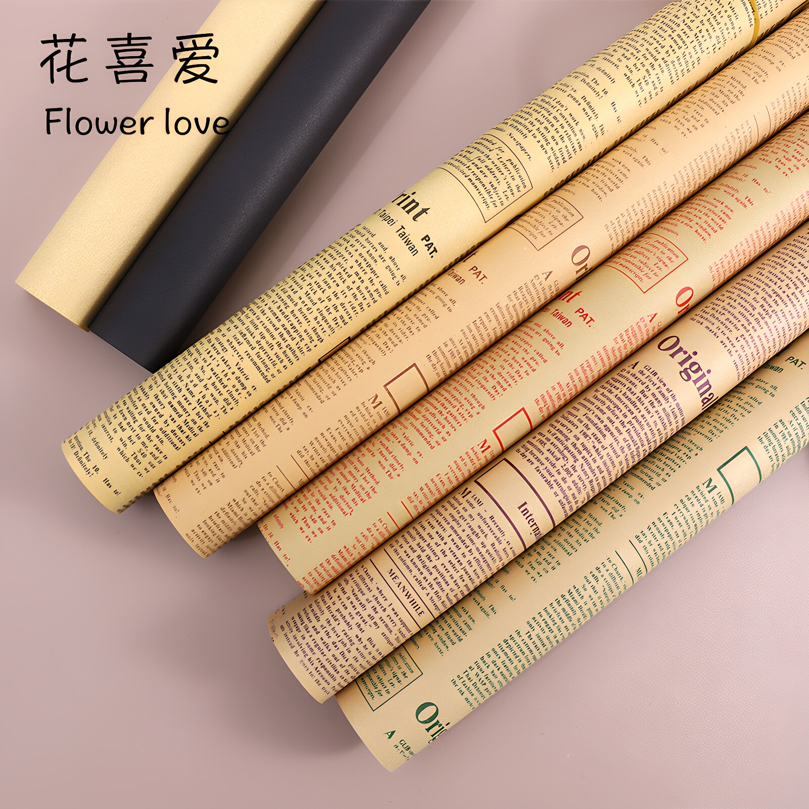 英文牛皮报纸鲜花包装拍摄道具图片