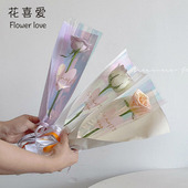 花喜爱玫瑰花单支袋幻彩花束袋多支袋鲜花包装 袋手工diy礼物袋子