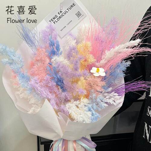 diy干花梦幻草仙气彩色羽毛装饰