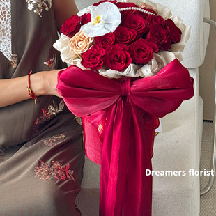 装 结婚绸缎定型片喜庆鲜花束包装 饰手工diy花艺材料 花喜爱