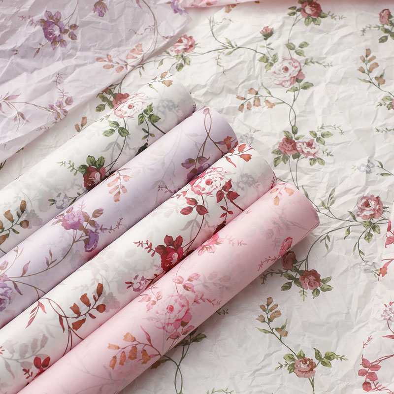 花喜爱情人节包花纸加厚花间谜语雪梨纸花束内衬纸褶皱花束包装纸