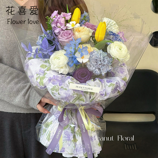 花喜爱网红花卉牛奶棉花满筑包花内衬纸鲜花包装 纸花店 纸花束包装