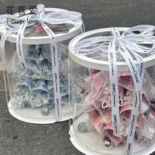 网红有钱花圣诞树开窗花束礼盒