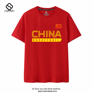 篮球服短袖中国篮球短袖T恤国家队CHINA BASKETBALL训练教练服男