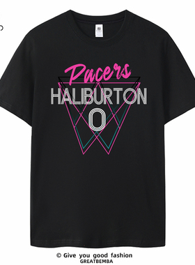 步行者队短袖0号哈利伯顿T恤训练服篮球运动Haliburton短袖大码夏