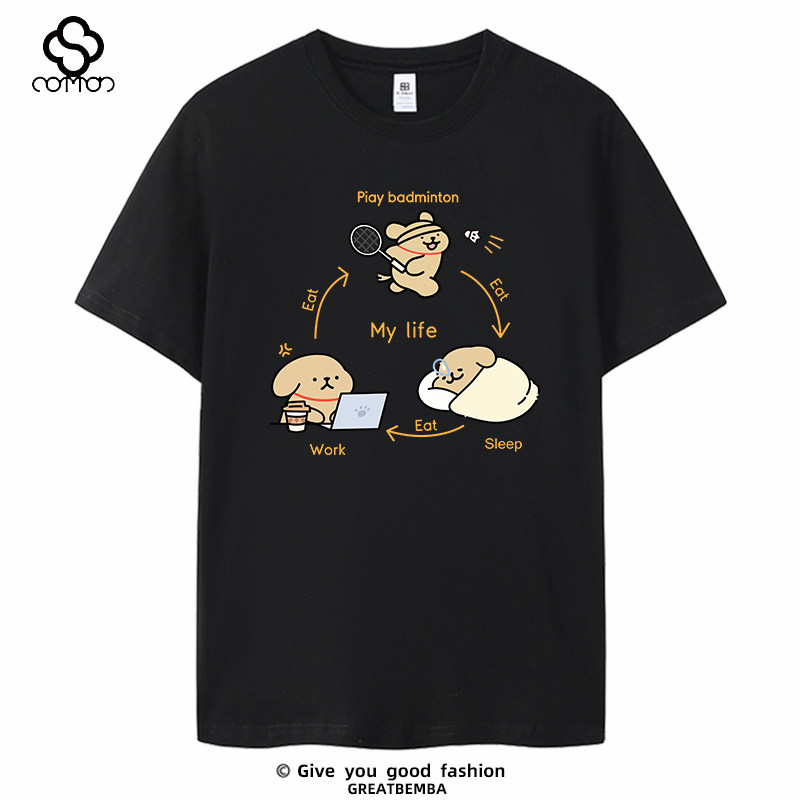 春夏季卡通熊打羽毛球文化衫羽毛球T恤休闲短袖运动男女大码潮流,男装,T恤,淘宝优惠券,粉丝福利购,淘宝优惠卷