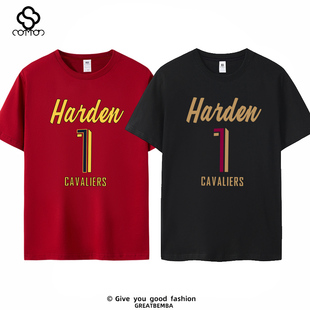 夏季骑士篮球球星字母骑士队哈登T恤1号大码运动哈登短袖篮球